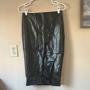 NWT Express Black Vegan Leather Asymmetric Slit Pencil Skirt Size 4